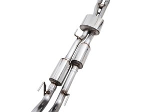 Toyota Tacoma Performance Exhaust - Rear - AWE Tuning - 0FG Cat Back Exhaust with BashGuard - Dual 4.5” Chrome Silver Tips - Chrome Silver - `16-`22